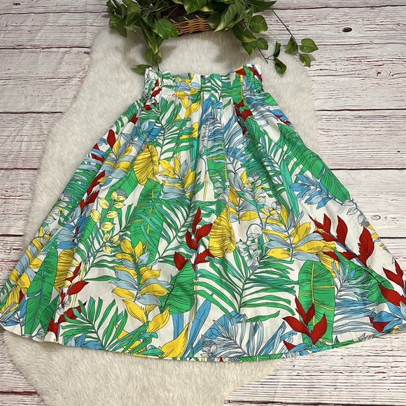 ZARA Green Yellow Tropical Print High Waist MIDI Skirt Sz Small - Picture 10 of 15